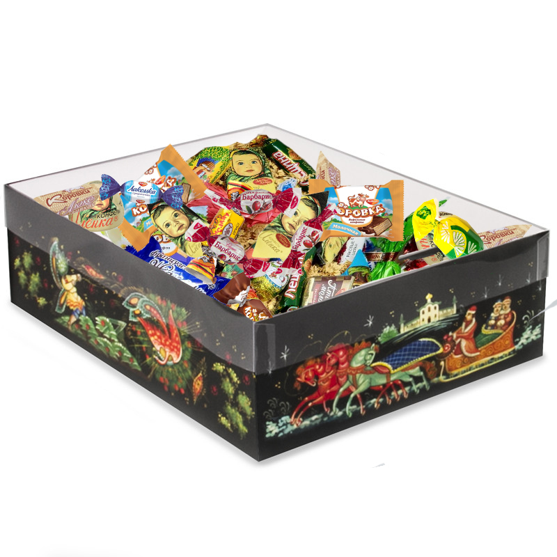 Chocolate & Caramel Jelly Assorted Candy in Festive Paleh Pattern Box, 3 lb