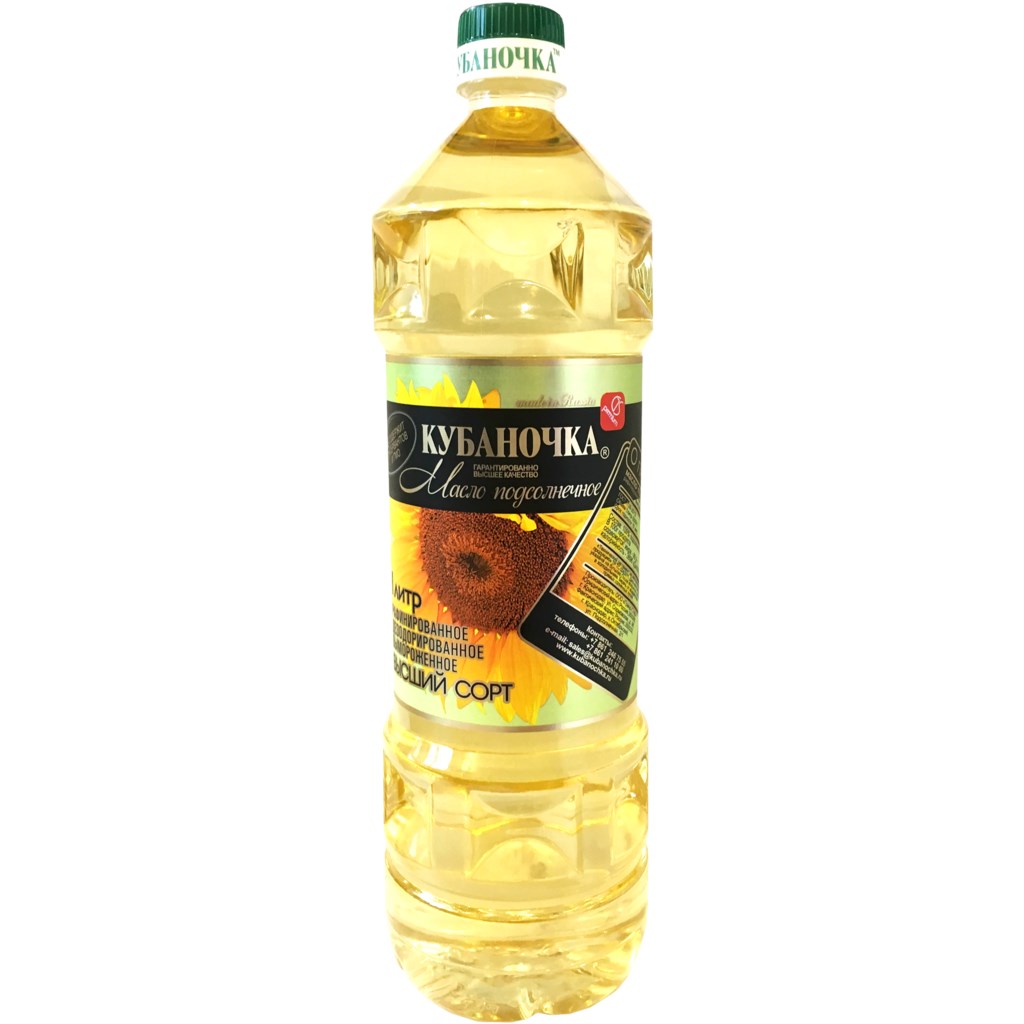 Premium Refined Deodorized Sunflower Oil Kubanochka, 1 L