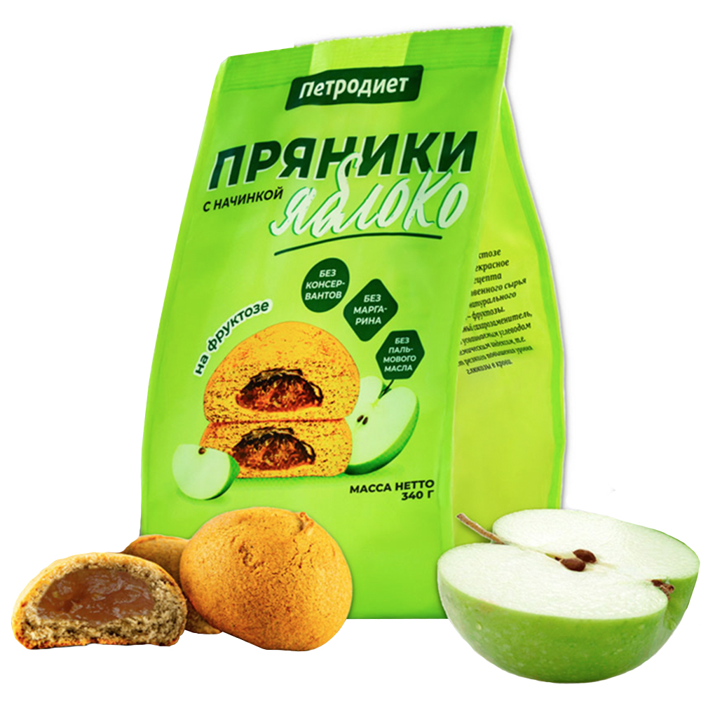 Gingerbread with Apple Filling w/Fructose, Petrodiet, 340g/ 11.99oz