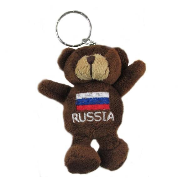 3.5  9cm Key Chain Plush Bear with Russian Flag