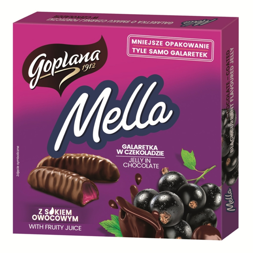Chocolate Glazed Black Currant Jelly Candy, Goplana Mella, 190g / 6.7 oz