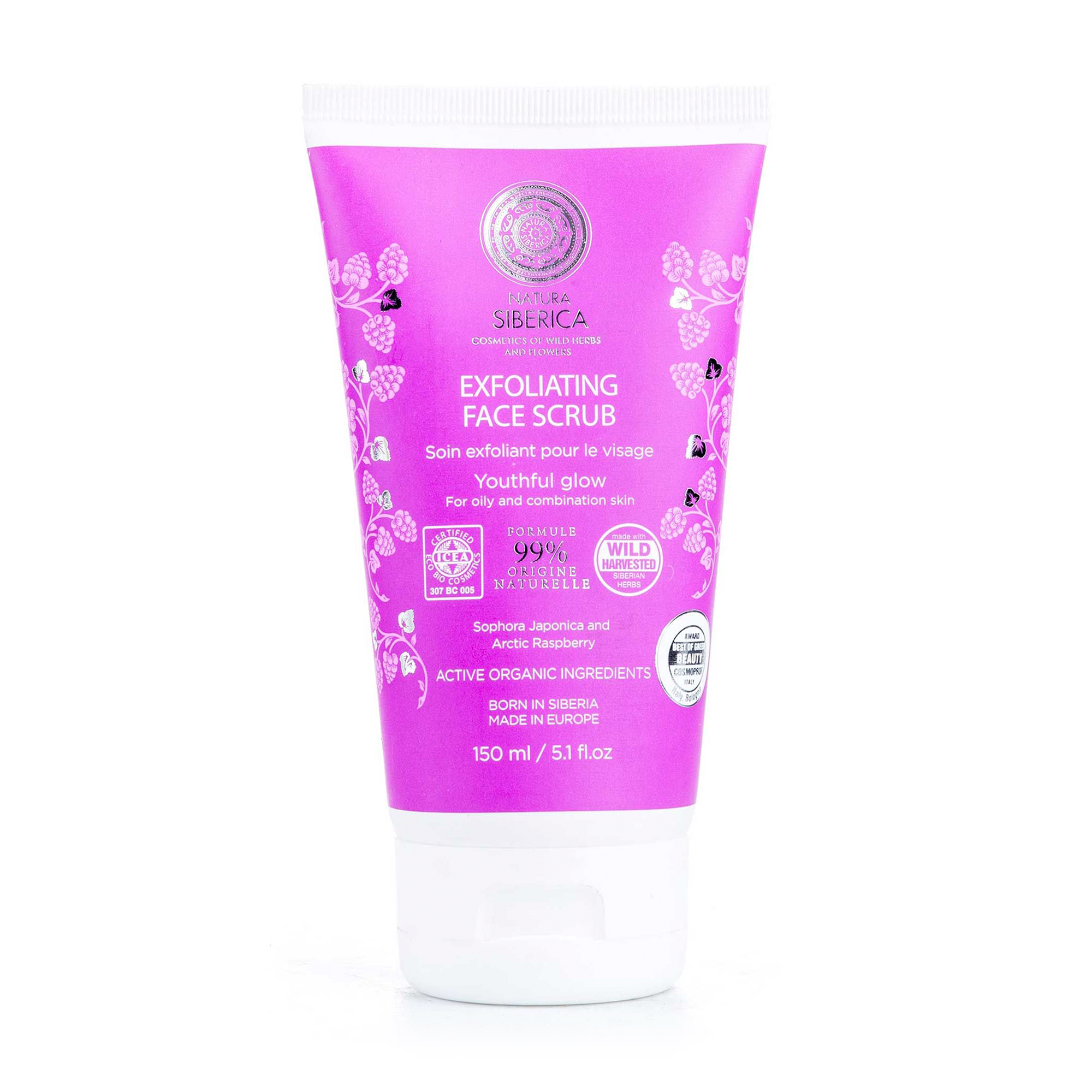 Exfoliating Facial Scrub for Oily and Combination Skin (NATURAL & ORGANIC), 5.1 oz/ 150 ml