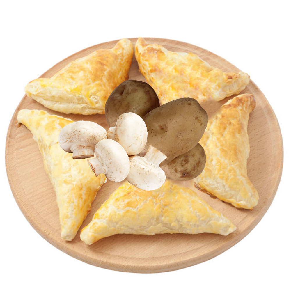 Homemade Puff Pastry Pies, Mushrooms + Potato Filling, Frozen, 5 pcs