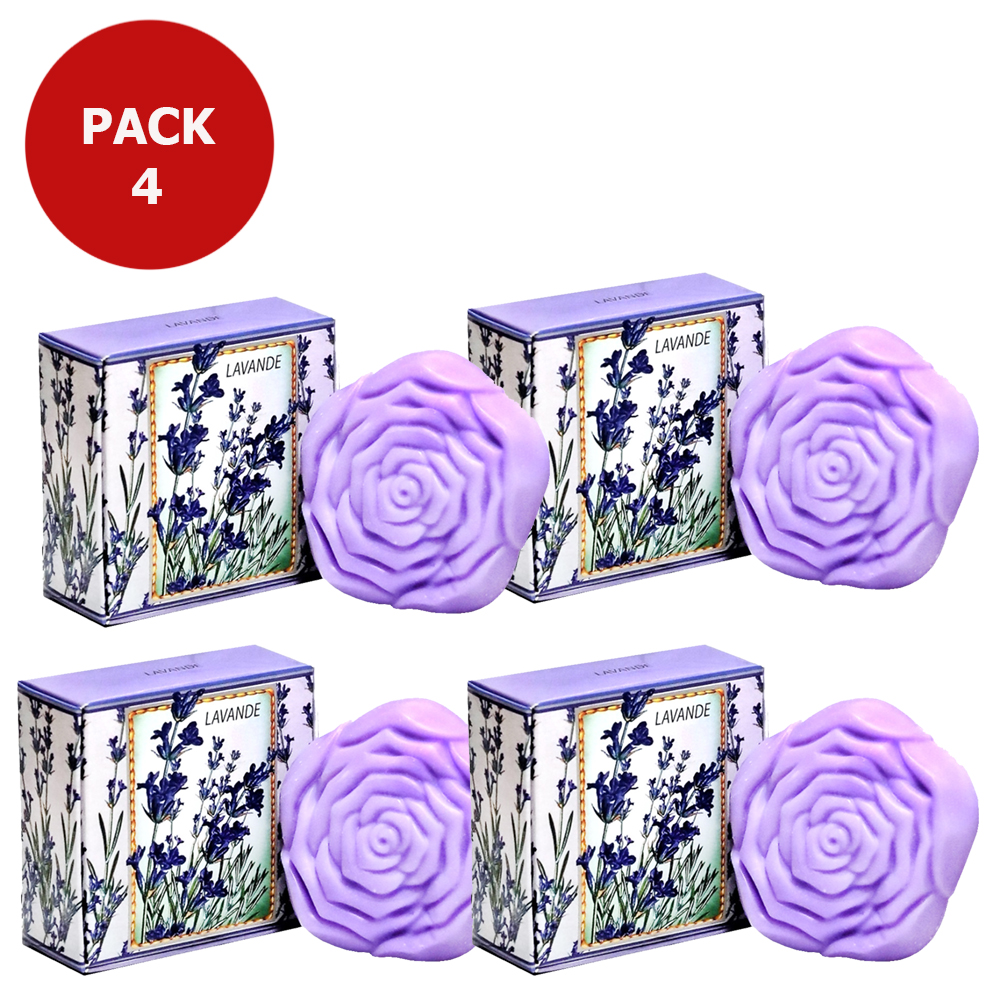 Pack 4 Lavender Flower-Shaped Soap, Novaya Zarya, 125g x 4