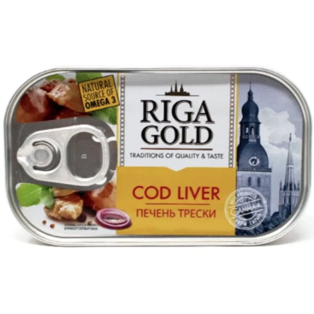 Cod Liver in Own Oil, Riga Gold, 4.27oz/ 121g