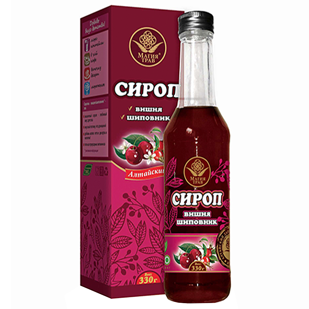 Cherry and Rosehip Syrup, Magiya Trav, 330 g/ 0.73 lb