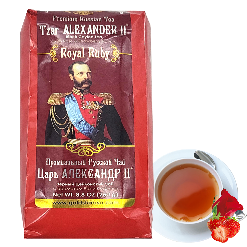 Black Ceylon Tea with Rose & Strawberry, Tsar Alexander II, Royal Ruby, 250 g/ 0.55 lb