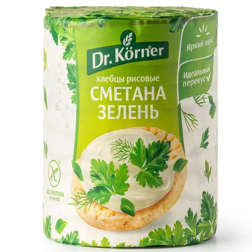 Gluten-Free Rice Crisp Bread with Sour Cream & Greens, Dr.Korner, 80g/ 2.82oz