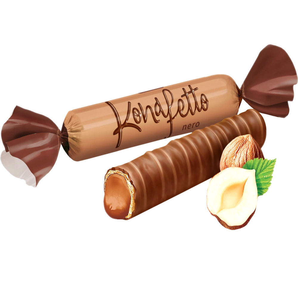 Chocolate Candy Waffle Tubes Conafetto Nero, Roshen, 226g/ 0.5lb