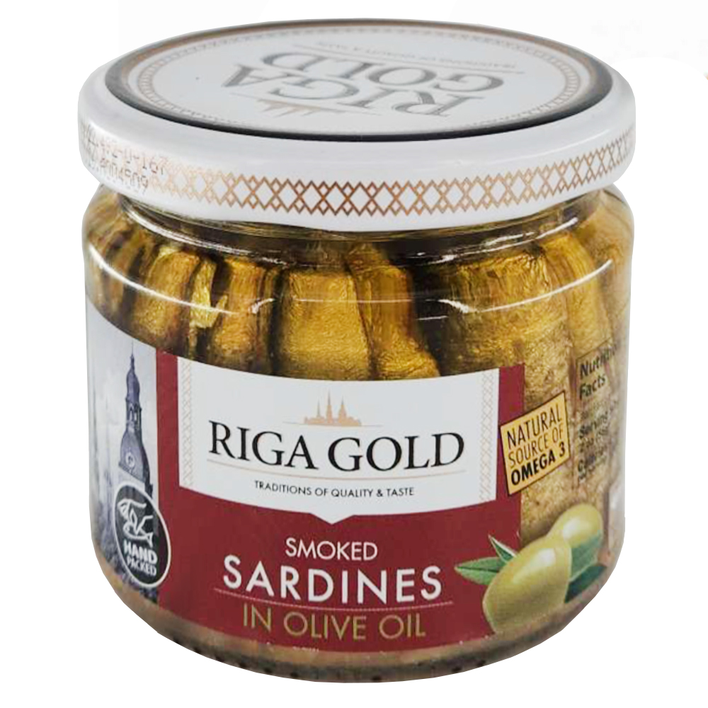 Smoked Sardines in Olive Oil, Riga Gold, 270g/ 9.52oz