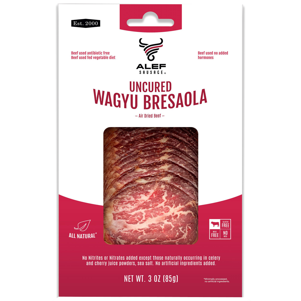 Uncured Sliced Beef WAGYU BRESAOLA Salami, Alef, 3 oz