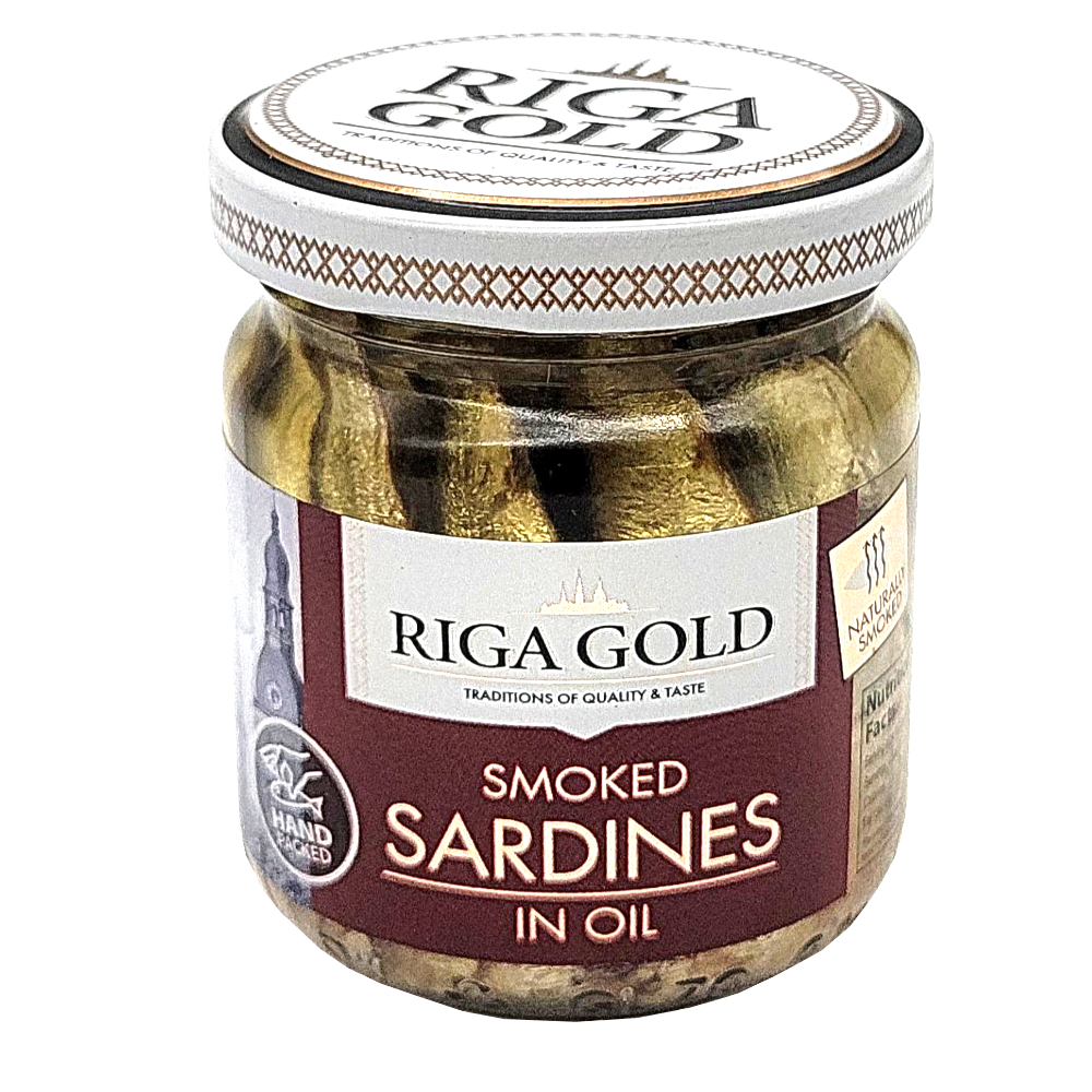 Smoked Sardines in Oil, Riga Gold, 100g/ 0.22 lb