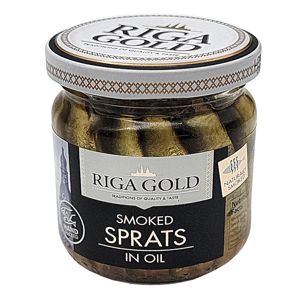 Smoked Sprats in Oil, Riga Gold, 100g/ 0.22 lb