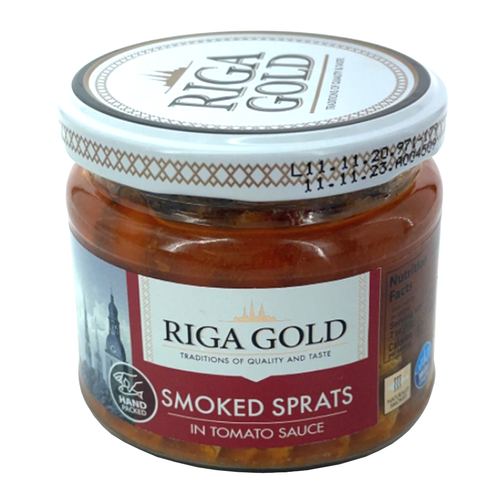 Smoked Sprats in Tomato Sauce, Riga Gold, 250 g/ 0.55lb