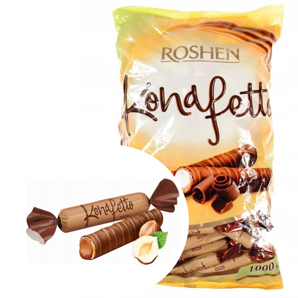 Chocolate Candy Waffle Tubes Conafetto Nero, Roshen, 1kg/ 2.2lb