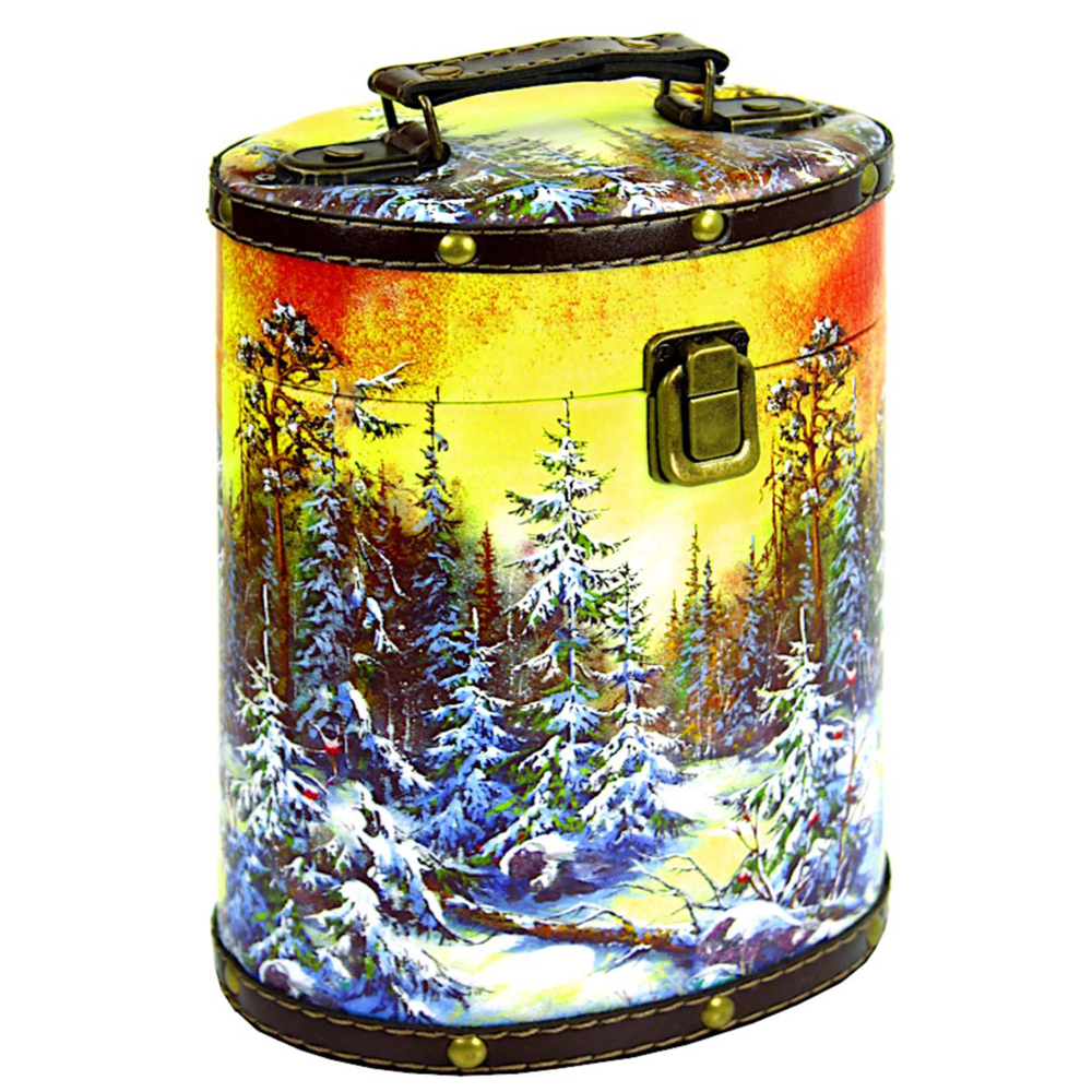 Sweet Christmas Gift Russian Candy, (Leather+Wood Box) Enchanted Forest, 0.9 kg/ 2lb