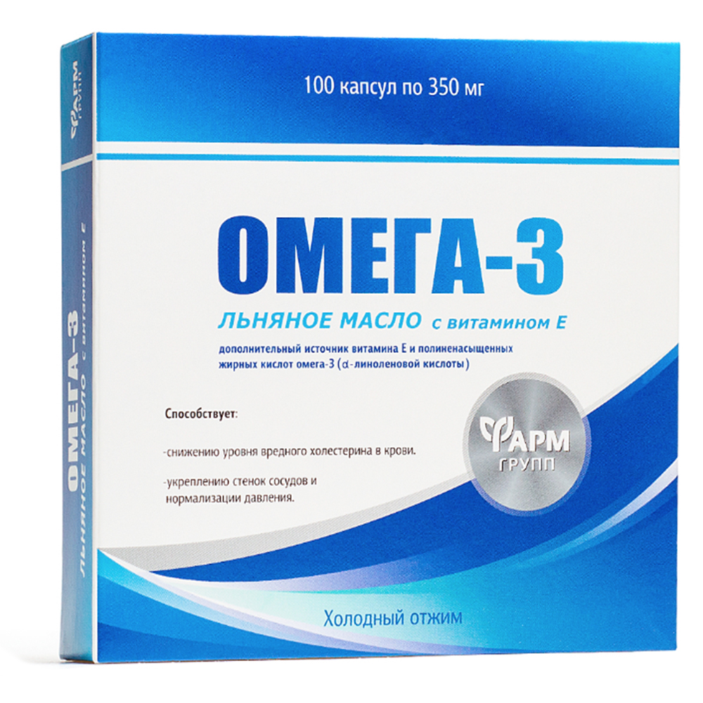 OMEGA-3 Flaxseed oil with Vitamin E, Farmgroup, 100 capsules of 350 mg