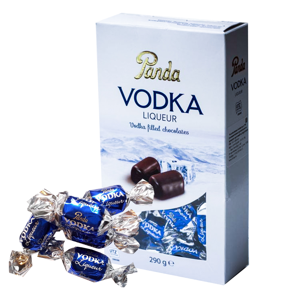 Vodka Chocolate Сandies w/ Vodka Filling, Panda (Finland), 290 g/ 0.64 lb