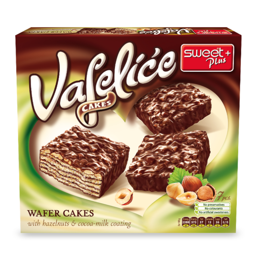Wafer Chocolate Glazed Cakes w/ Hazelnut Creme, VAFELIĆE, 125g/ 4.41oz