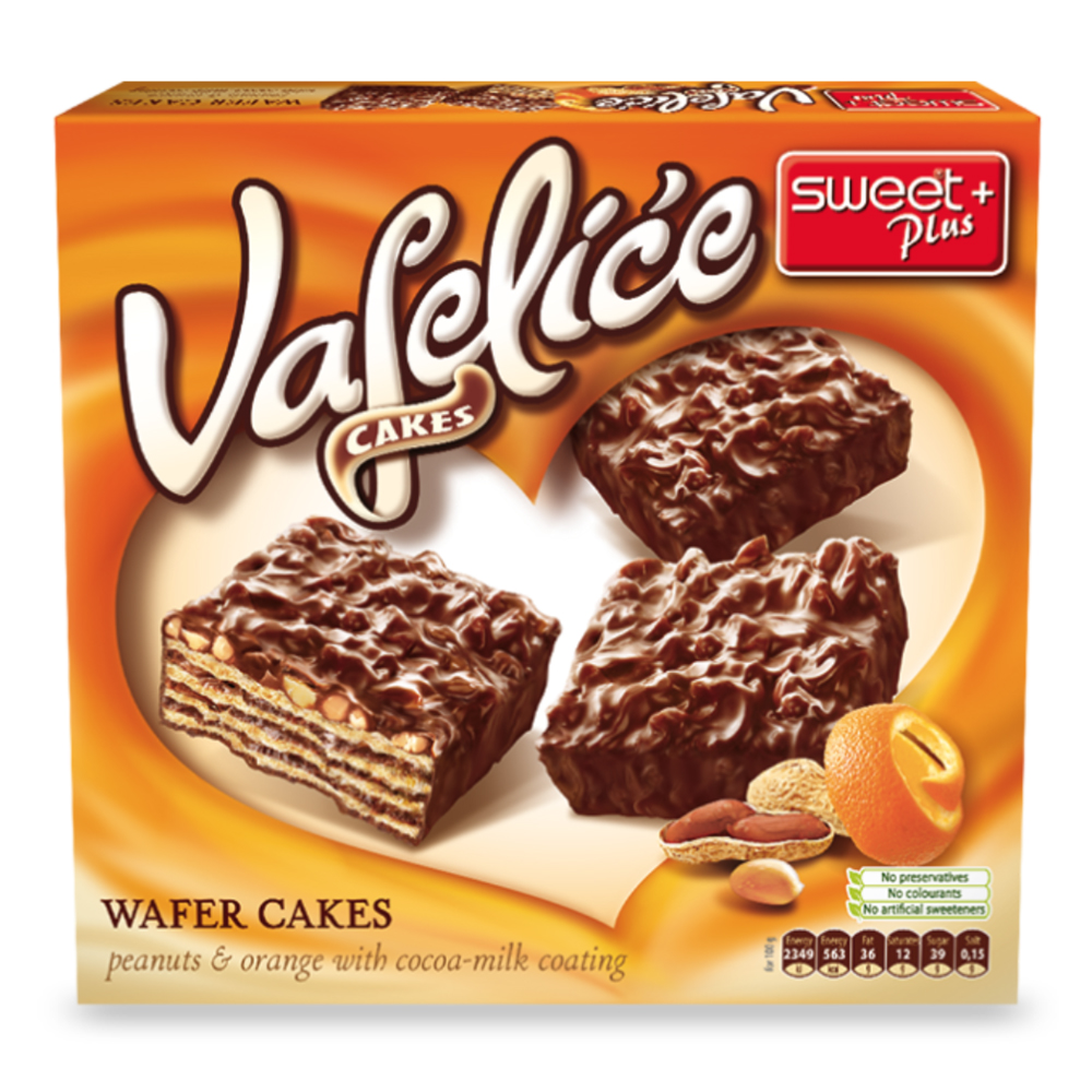 Wafer Chocolate Glazed Cakes w/ Peanut Orange Creme, VAFELIĆE, 180g/ 6.35oz