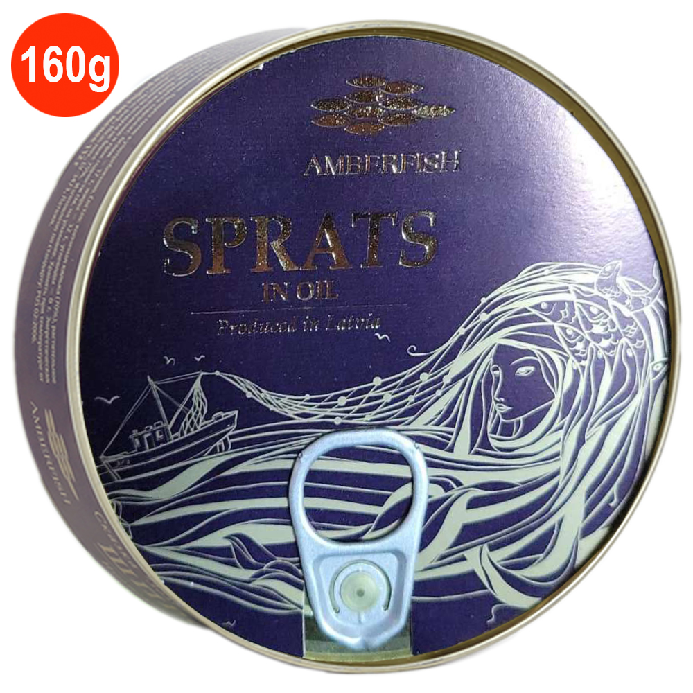 Sprats in Oil, AmberFish, 160 g/ 0.35lb