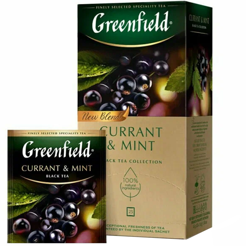 Black Tea with Currants and Mint, Greenfield, 25 Tea Bags