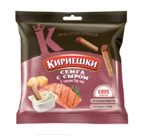 Croutons Salmon-Flavored w/ Cheese and Tartar Sauce, Kirieshki, 0.13 lb/ 60 gr 