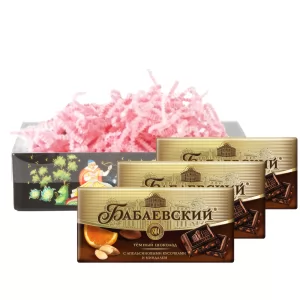 Set of Russian chocolate with orange and almond slices, 100g / 0.22 lb * 3 PCs, Babaevsky