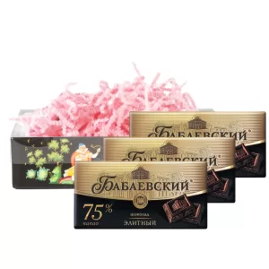 Set of Russian Elite chocolate 75% cocoa, 100g / 0.22 lb * 3 PCs, Babaevsky