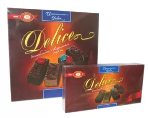 Chocolate Glazed Wafer Cakes with Praline "Delice", 1.1 lb / 500 g