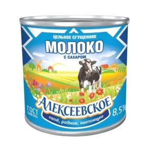 Condensed Milk with Sugar Alekseevskoe Russia 360 g (Can)