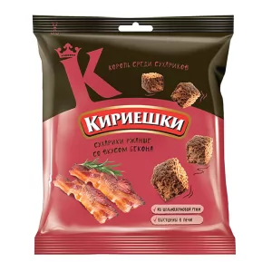 Rye Salted Croutons, Bacon, Kirieshki, 1.41oz / 40g