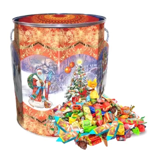 Sweet Christmas Gift Russian Candy, Surprise, Tin Pack, 0.9 kg/ 2 lbs