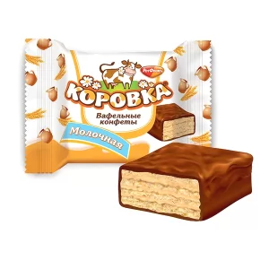 Wafer Candy Cow (Korovka) with Milk Flavor, 0.5 lb / 0.22 kg
