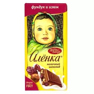 Alenka Milk Chocolate with Hazelnut and Raisin, 3.52 oz / 100 g