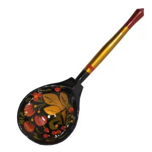 Wooden Souvenir Spoon Khokhloma, Hand-Painted, 7.5 inches