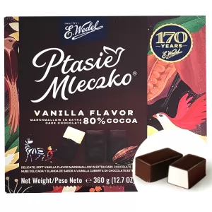 Extra Dark Chocolate Glazed Souffle Candy, Ptasie Mleczko (Bird's Milk), Wedel, 360 g / 0.79 lb