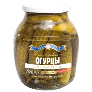 Pickled Cucumbers with Oak Leaf, Teshcha's Recipes, 15.16 oz /430 g