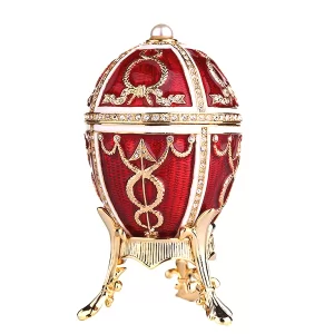 Easter Gift Russian Style Easter Egg Jewelry Box with Arrows RED, 2.5