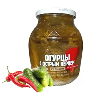 Pickled Cucumbers with Hot Pepper, Teshcha's Recipes, 1.98lb/ 900 g