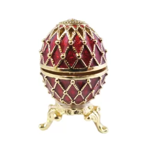 Mini Russian Style Egg with Golden Mesh Pattern (red), 1.25