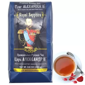Black Ceylon Tea with Rose Petals, Tsar Alexander II, Royal Sapphire, 250 g/ 0.55 lb