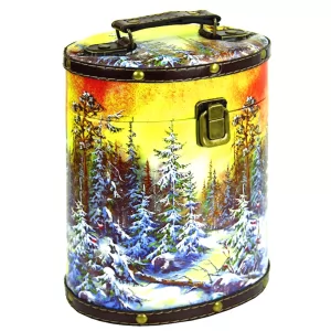 Sweet Christmas Gift Russian Chocolate Candy, (Leather+Wood Box) Enchanted Forest, 0.9 kg/ 2lb