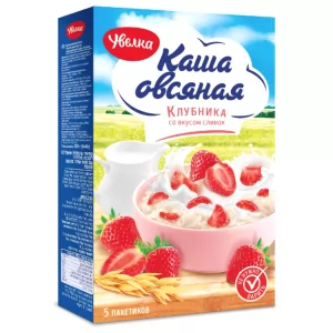 Instant Porridge Oatmeal + Strawberries & Cream (5 pcs*40g), Uvelka, 200 g/ 0.44 lb