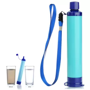 Light Blue Personal Water Purification Filter Portable Drinking Straw Survival 