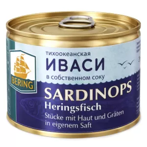 Pacific Herring Ivasi in Its Own Juice, Bering, 8.64oz / 245g