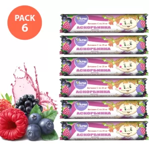 PACK 6 Ascorbic Acid Wild Berry, Farm-Group, 10 tab x 6