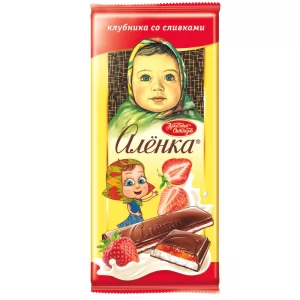 Chocolate with Strawberry & Cream Filling, Alyonka, Red October, 87 g/ 0.19lb