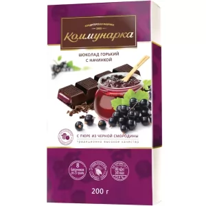 Dark Chocolate with Blackcurrant Puree Filling, 8 Sticks, Kommunarka, 200g/ 7.05 oz