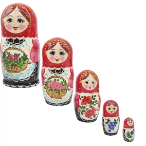 Matryoshka with a Basket, h=17cm, 5 Elements